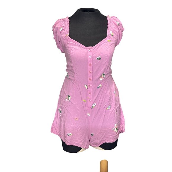 BP. Tops - Pink BP. Womens Floral Romper Dress S EcoVero Viscose
